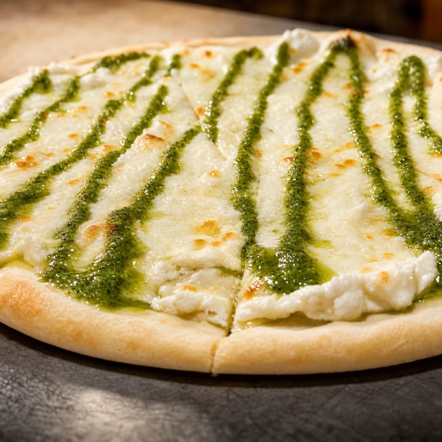 Large White pizza.