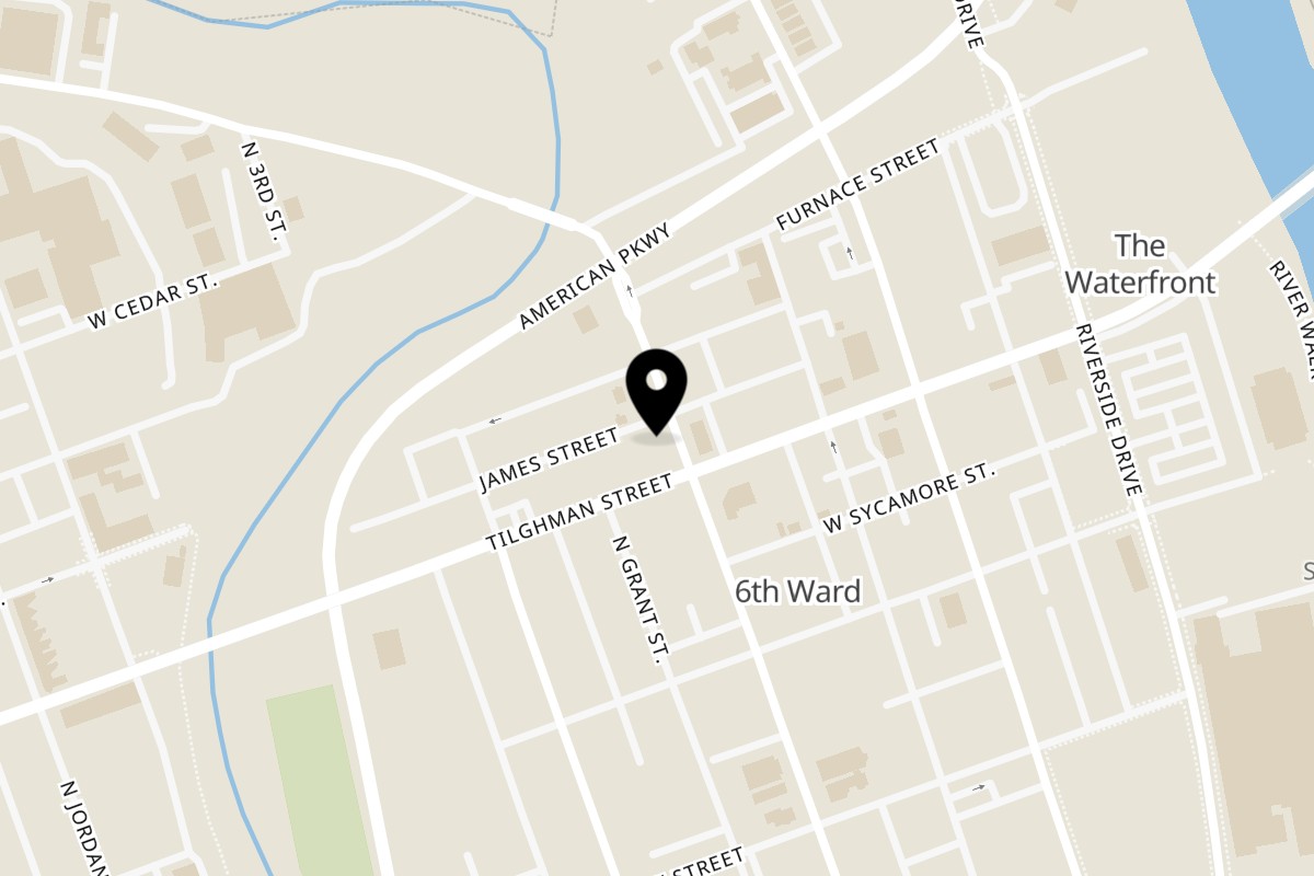 Map showing the location of Jack's Pizza on 155 Tilghman St in Allentown